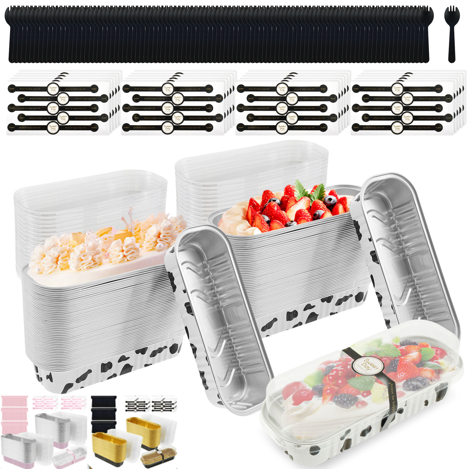 Portion Control Container - ミニローフパン 蓋付き 長方形 アルミホイル ベーキングパン パン容器
