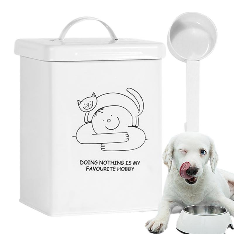 Food Storage Dog - 犬のフードストレージコンテナ,蓋とスプーン付きの防水収納容器,食品品質,ハンドル付きキッチンアクセサリー,5l