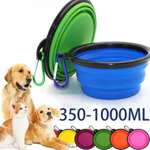 Portion Control Container - 2in1シリコン製ペット折りたたみボウル、ポータブル犬猫用フィーダー、屋外旅行用フードウォーターディスペンサー容器、犬用カラビナ付き（C）