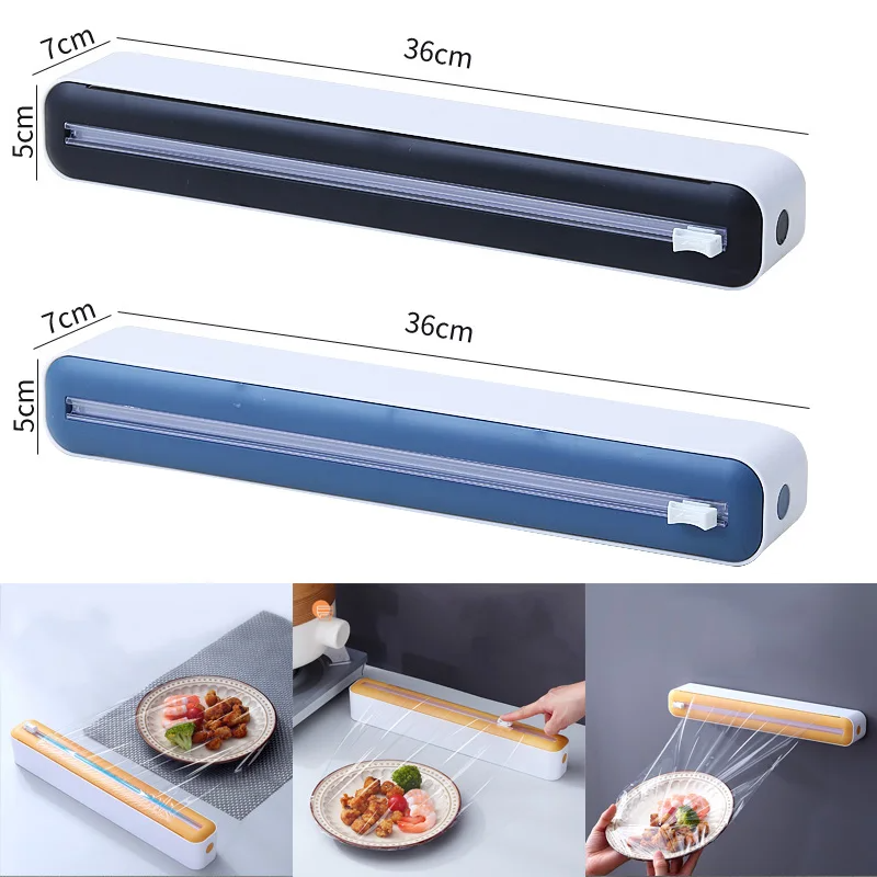 Portion Control Container - 食品フィルムディスペンサー カッター付き磁気プラスチックラップディスペンサー 収納ボックス アルミホイルストレッチフィルムカッター収納ホルダー