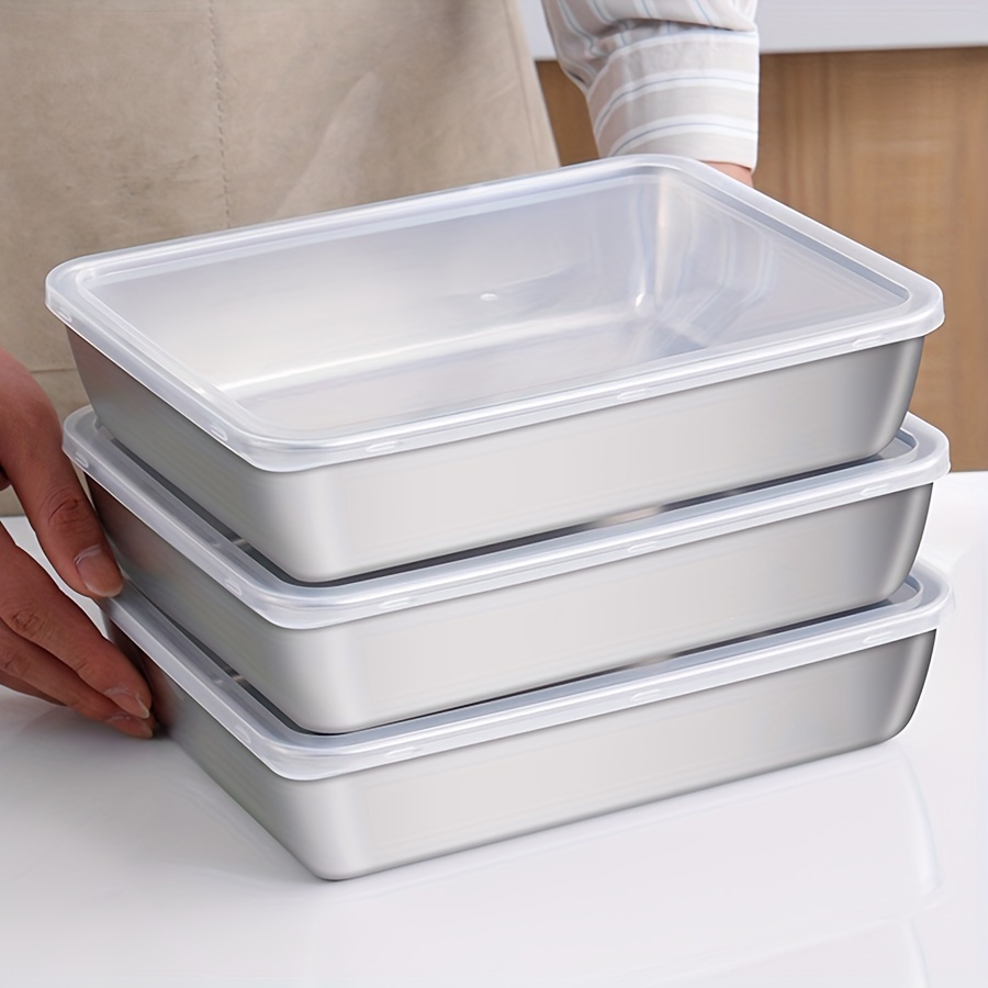 Food Storage In Pantry - 1-3個入り ステンレス製食品保存容器 密閉型 BPAフリー キッチンオーガナイザー 冷蔵庫・パントリー用