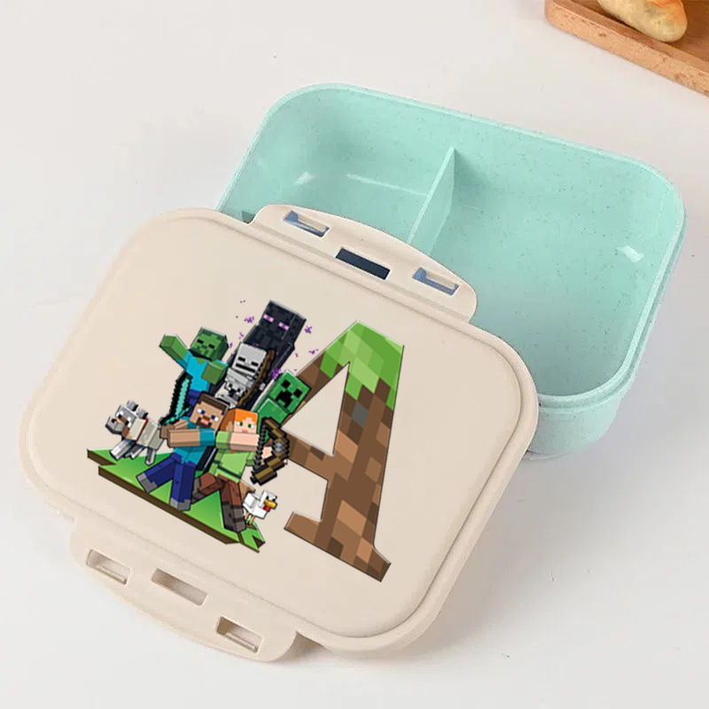 Food Storage Minecraft - マインクラフト風弁当箱 ホットピクセルゲーム アルファベットA-Z 食品保存容器 子供用 学校