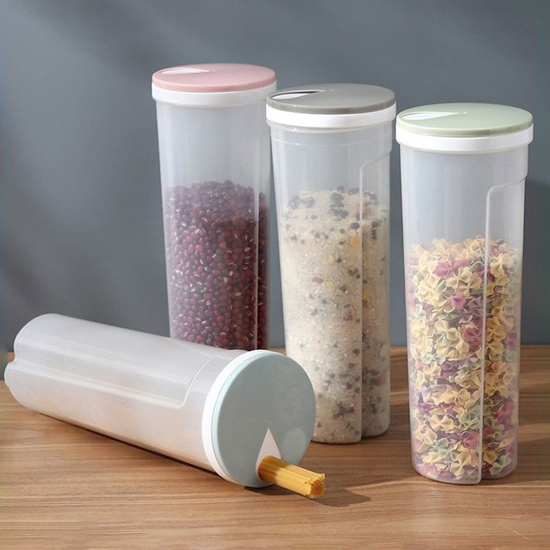 Food Storage In Pantry - 食品グレードプラスチック製麺収納缶 密閉キッチン食品容器 定量分割オーガナイザーボックス パントリー収納用