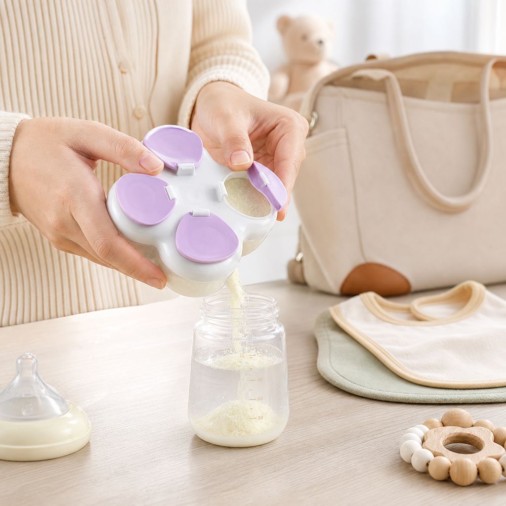 Food Storage For Baby - 分割式フォーミュラディスペンサー 720ml 4コンパートメント パウダーディスペンサーボックス PP広口食品容器 おむつバッグ収納
