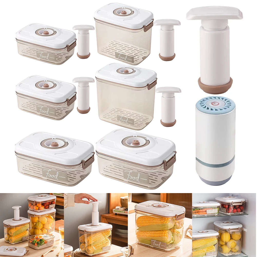 Food Storage Vacuum Pump - 食品保管用のコンパスとエアポンプを備えた真空食品保存ボックスは、食品の保管と乾燥のために新鮮に保つ