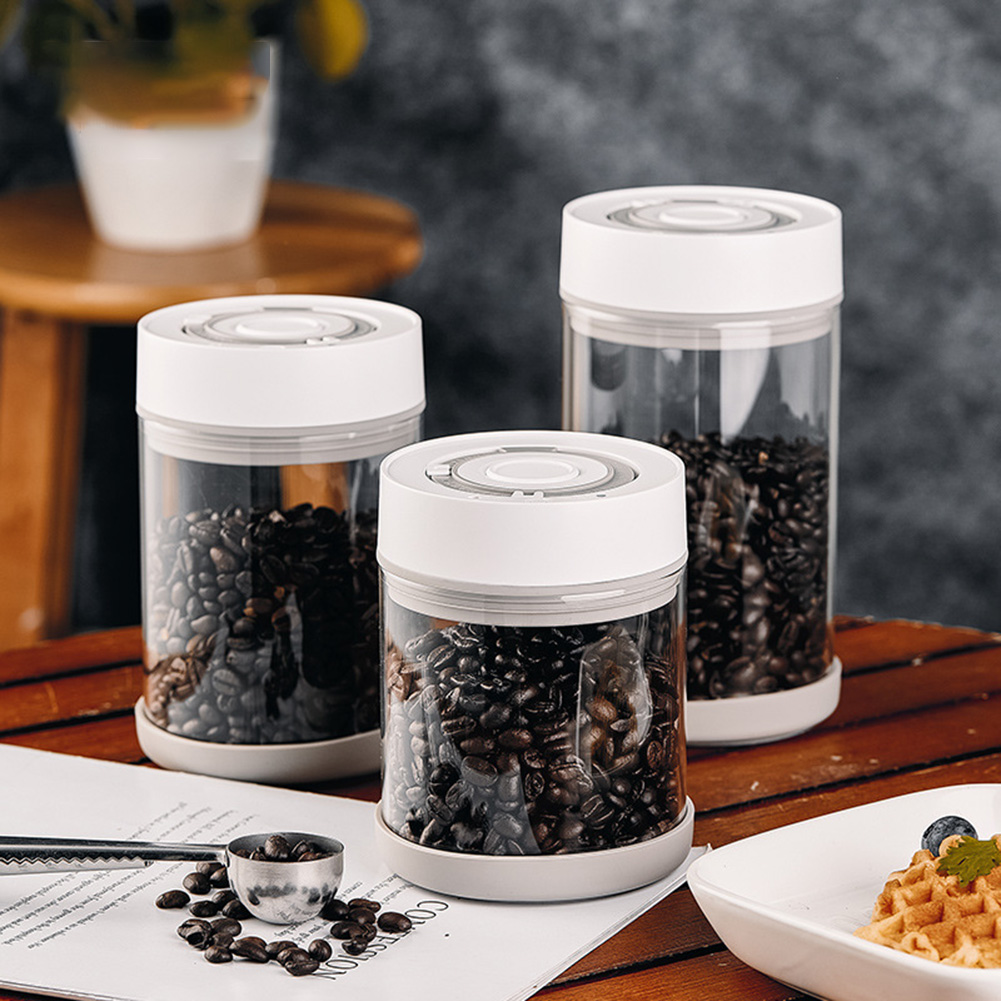 Food Storage Glass Set - キッチン防湿ガラスコーヒー豆ジャー自動インテリジェント真空保存密封ジャー食品フルーツシリアルティーコンテナ