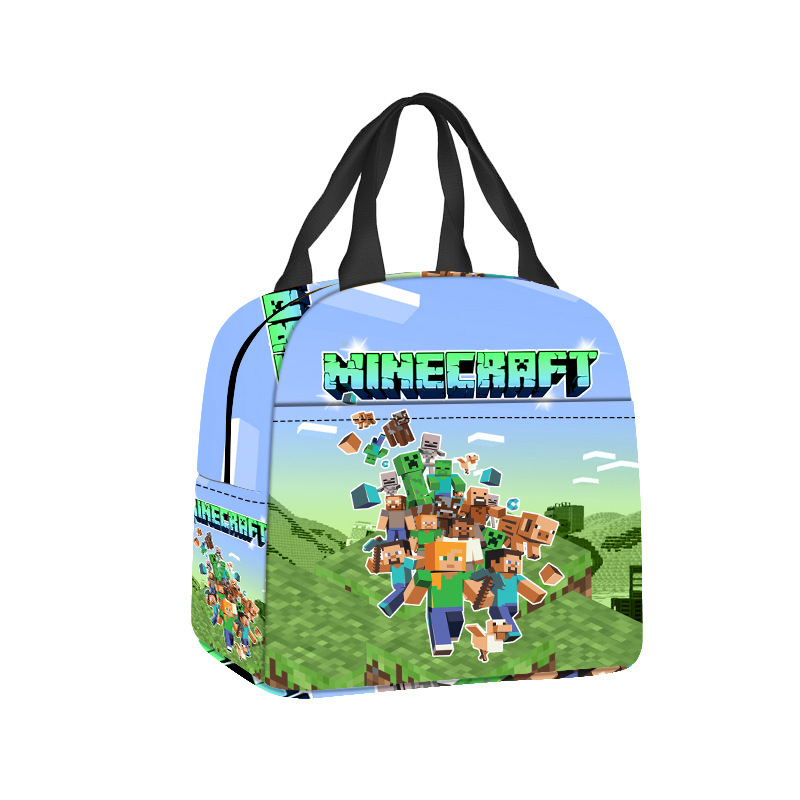 Food Storage Minecraft - 新しいマインクラフト断熱バッグ収納バッグ弁当バッグ学生用ポータブルアウトドアハンドヘルドランチボックスバッグ食品断熱ランチバッグギフト