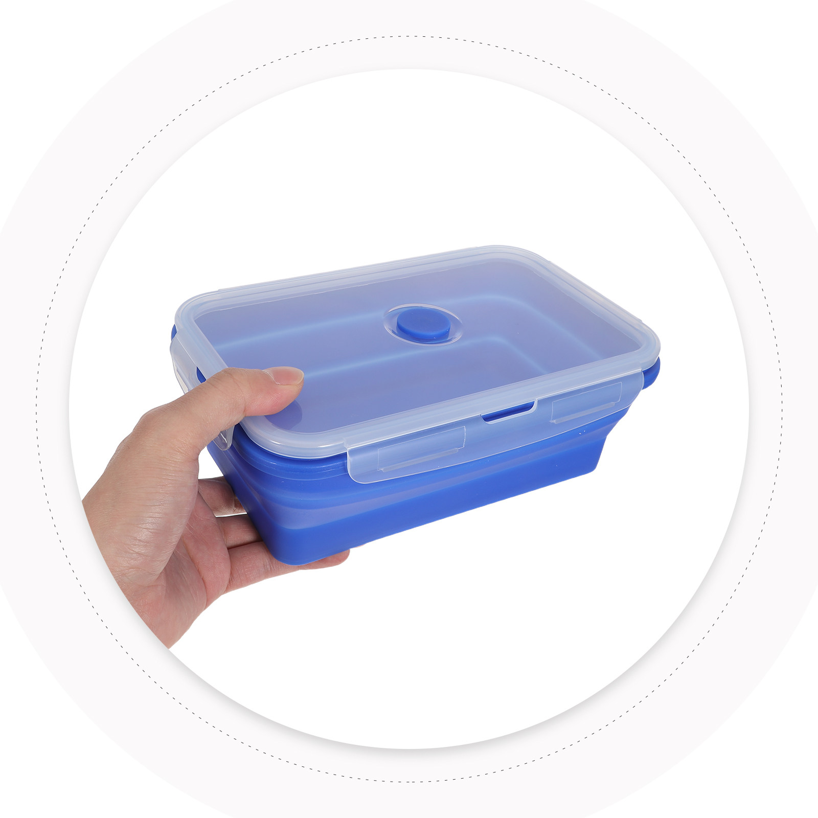 Food Storage Safe - 4個セット 折りたたみ式シリコン製ランチボックス 携帯用食品保存容器 漏れ防止 電子レンジ対応 積み重ね可能