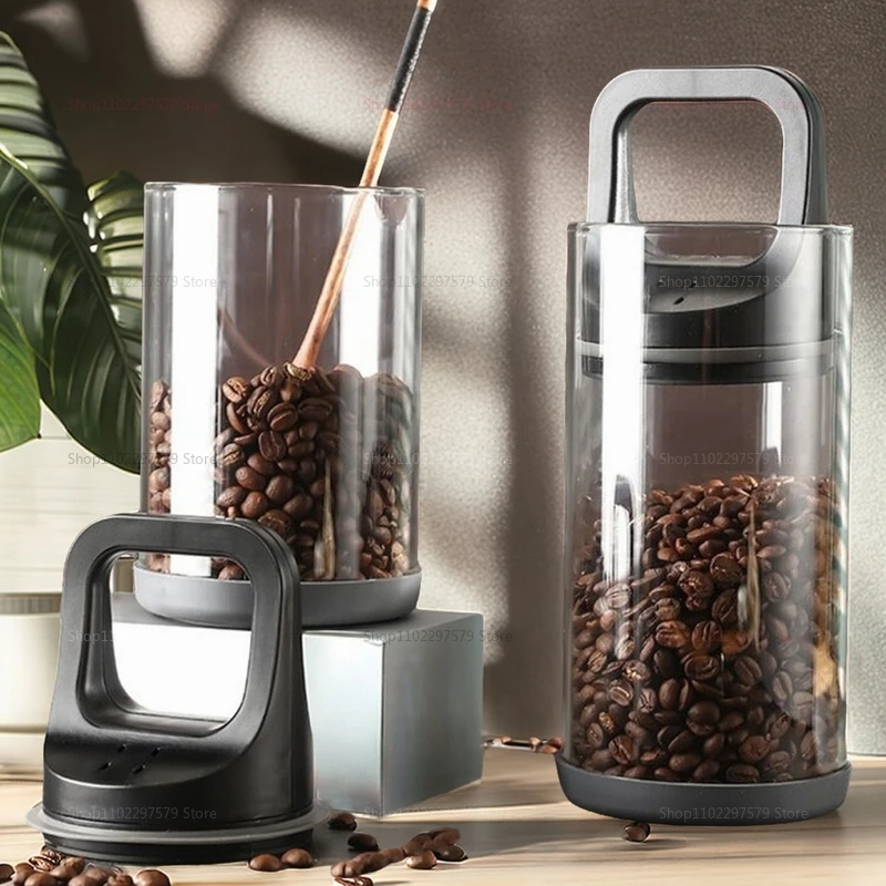 Food Storage Glass Set - コーヒー豆真空密封タンク透明ガラス食品保存瓶家庭用防湿空気抽出気密容器