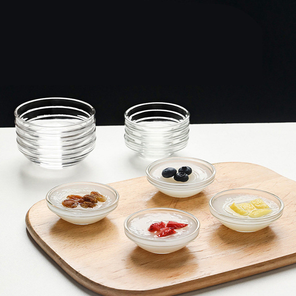 Food Storage Safe - 12個入り 安全な非プラスチック製ボウル 透明な食品サービングボウル 積み重ね可能なデザート容器 ゼリーケーキ保存用ガラス容器