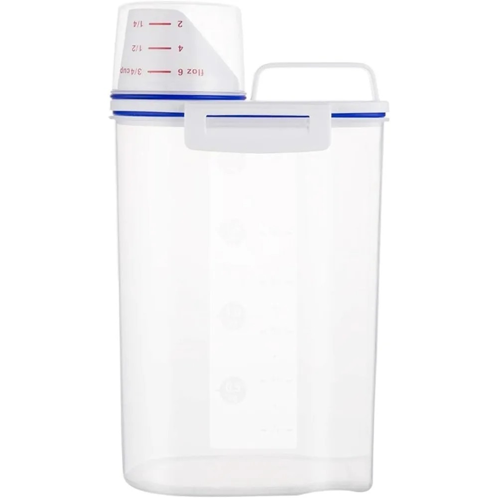 Portion Control Container - 米乾物保存容器 BPAフリー 食品保存容器 プラスチック密封容器 ディスペンサー 注ぎ口付き計量カップ付き