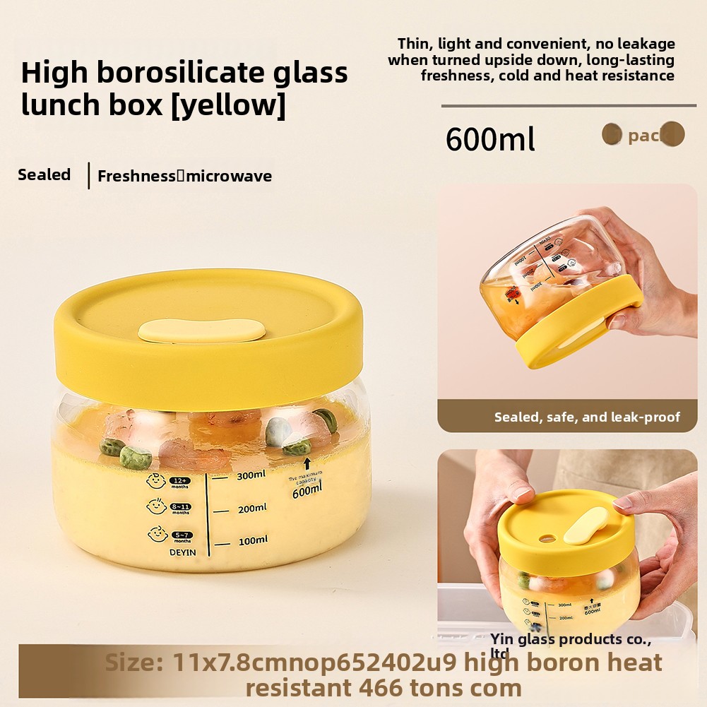 Food Storage Safe - ガラス食品保存容器気密漏れ防止フードボウル弁当弁当箱電子レンジ食器洗い機対応ランチパッキングストレージ