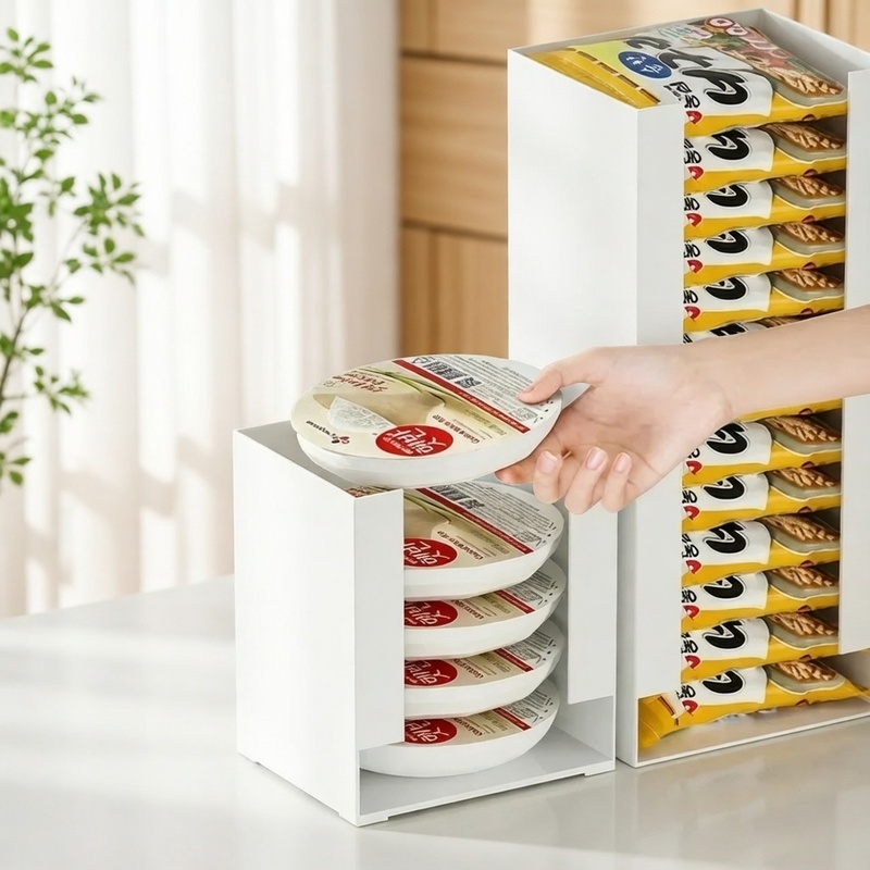 Food Storage In Pantry - インスタントラーメンカップ用積み重ね式キッチンオーガナイザー 多機能ラーメン収納容器 パントリーキャビネット 食品保存 省スペース