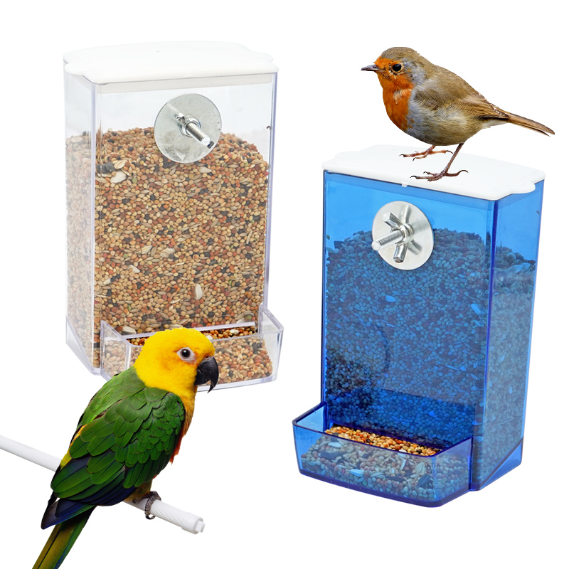 Portion Control Container - 自動鳥フィーダーオウムウズラケージ吊り下げフィーダーボックス自動流出防止マウントセキセイインコオカメインコ食品ディスペンサー