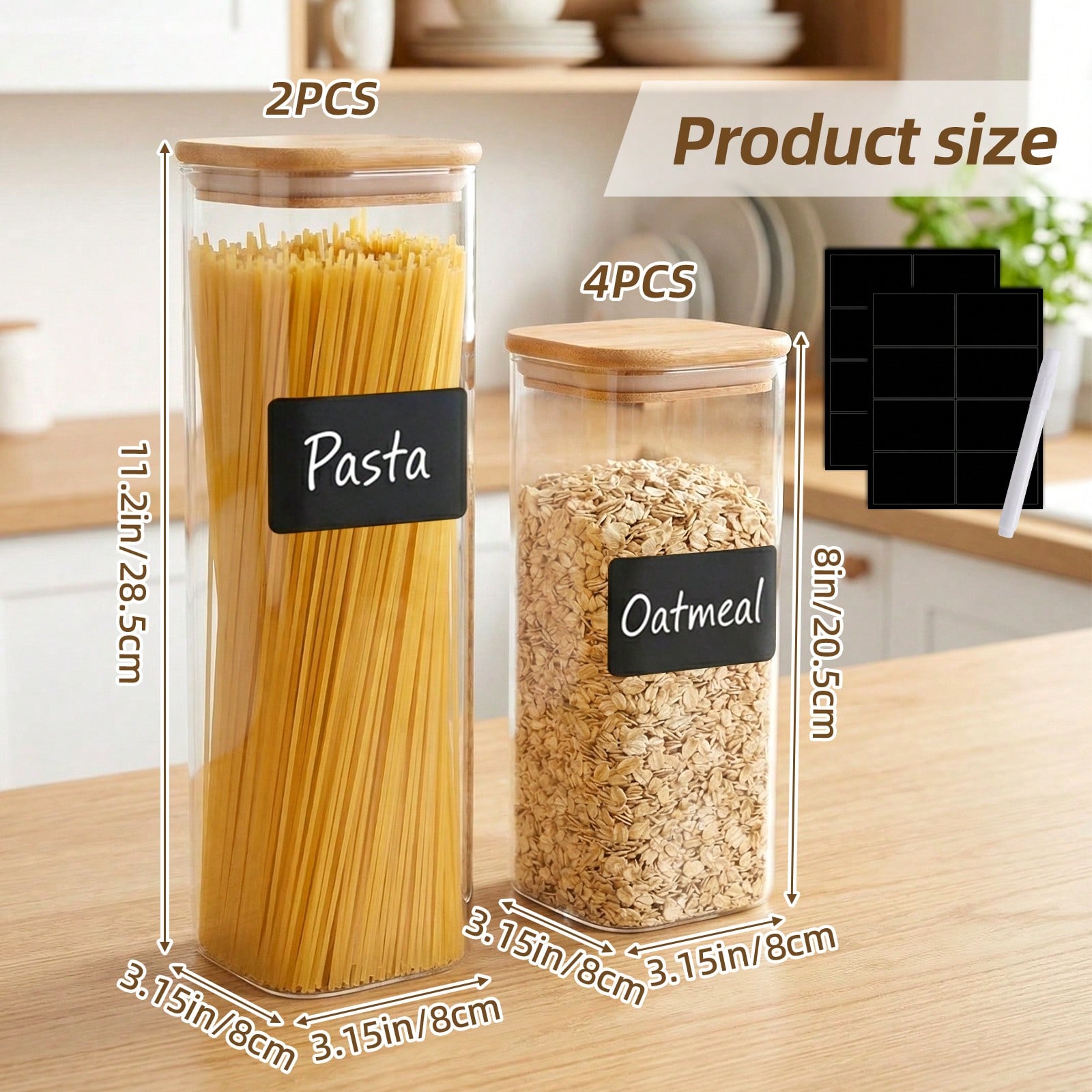 6/12個入りガラス製食品保存容器（蓋付き）、小麦粉、砂糖、 - Food Storage In Pantry のレビューと価格