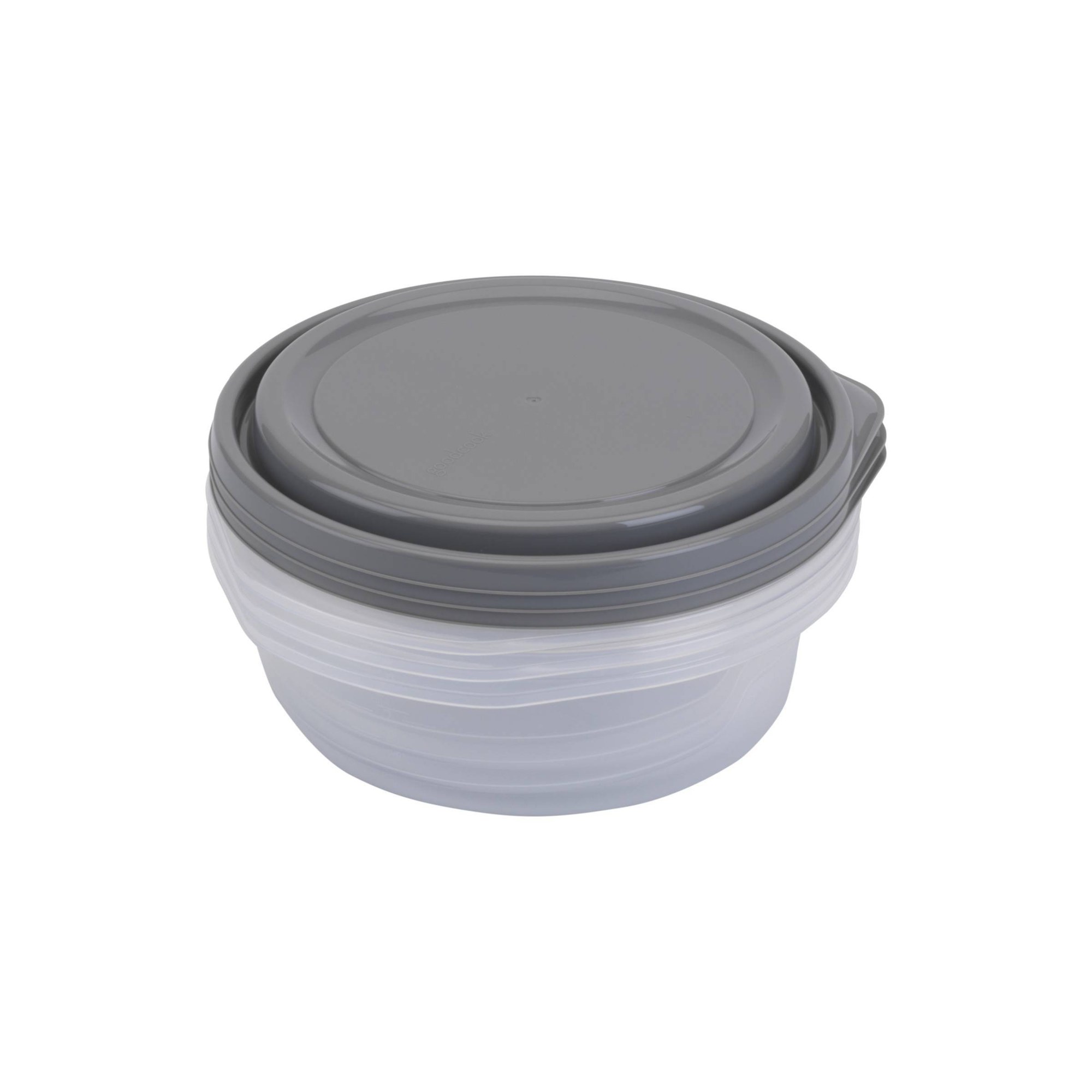 6個入り丸型5カップ食品保存容器（蓋付き）、グレーのプラスチ - Food Storage In Pantry のレビューと価格