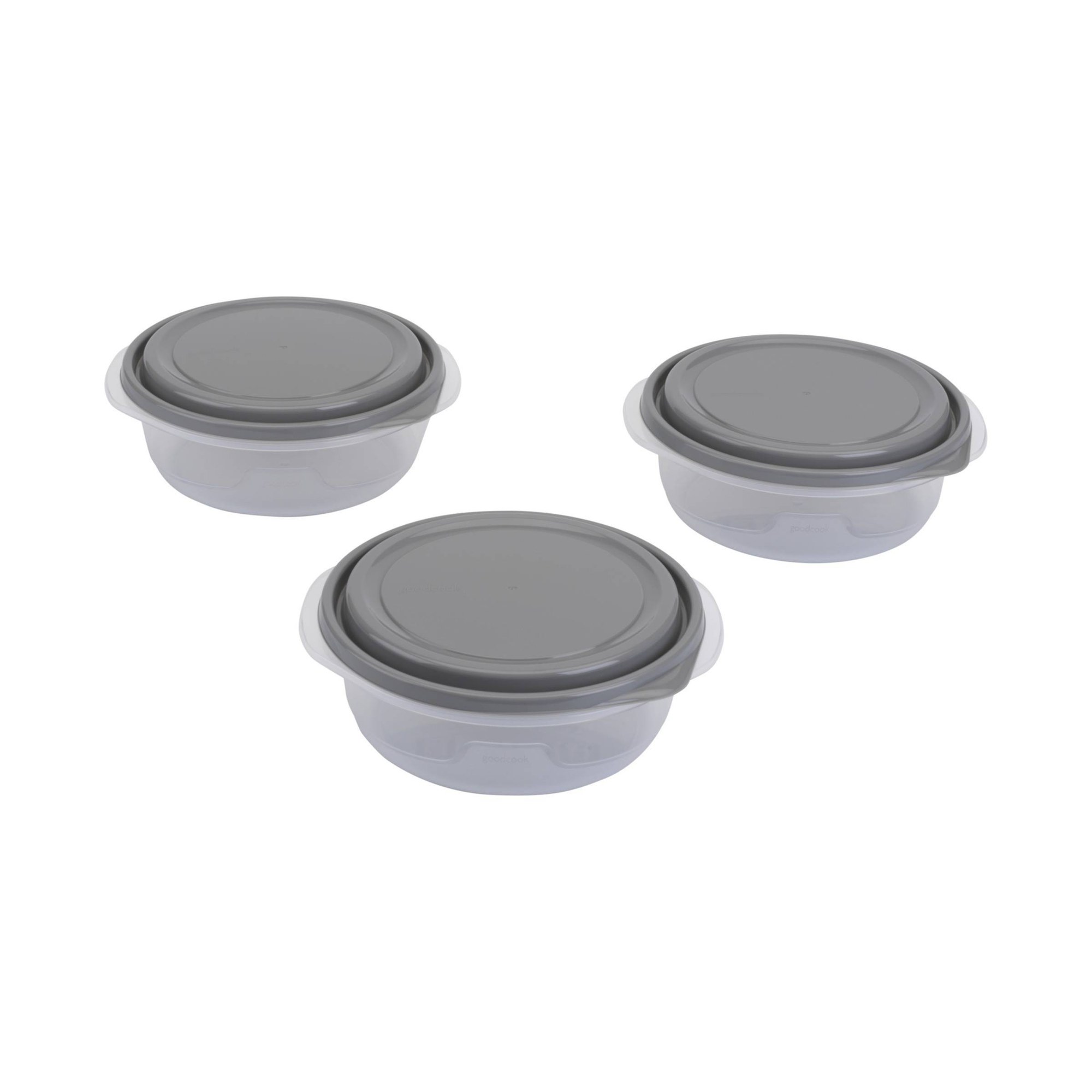 6個入り丸型5カップ食品保存容器（蓋付き）、グレーのプラスチ - Food Storage In Pantry のレビューと価格