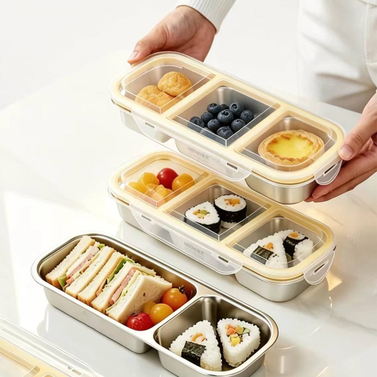 ステンレス製の蓋付き食品保存容器、食品グレードの密閉ランチボ - Food Storage Safe のレビューと価格