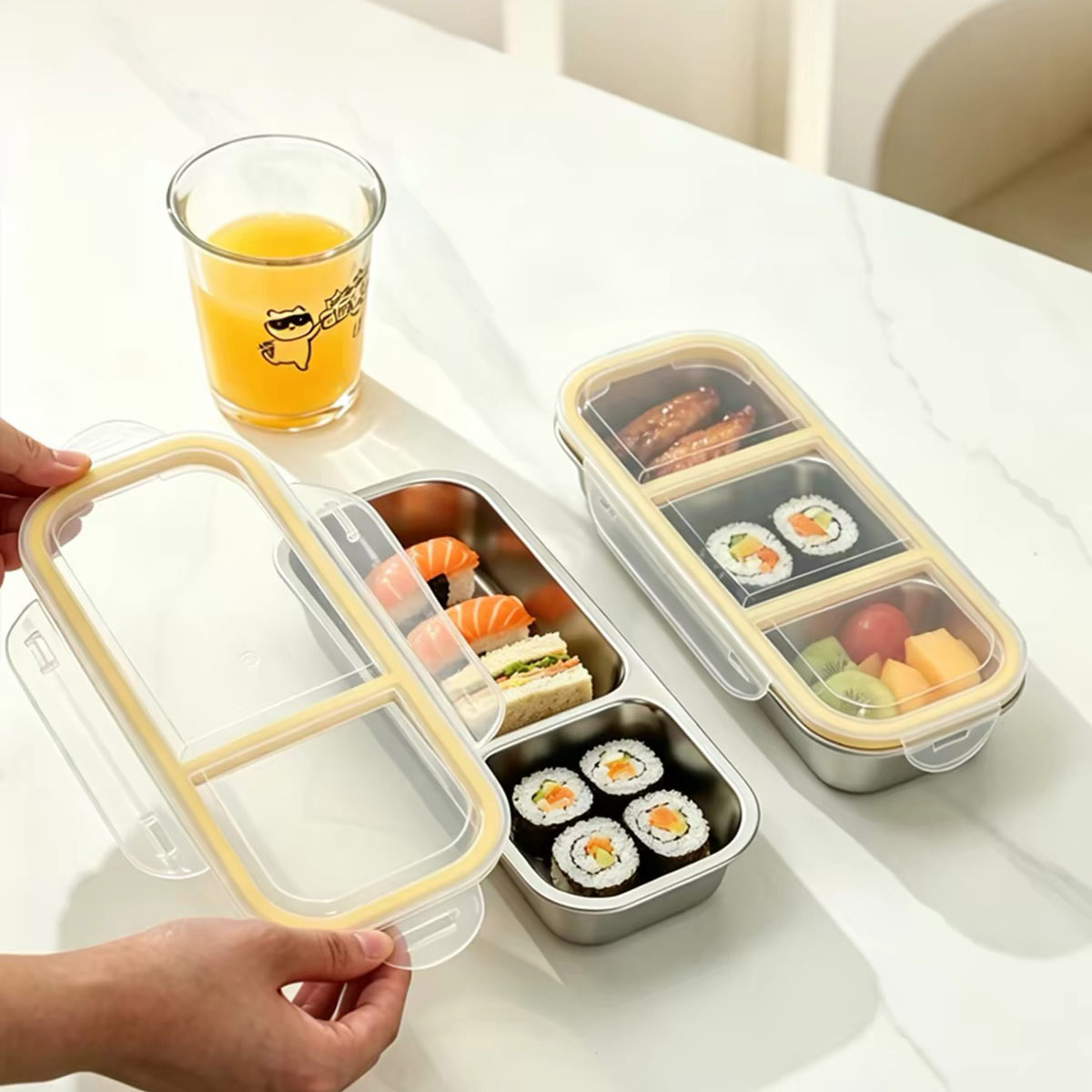 ステンレス製の蓋付き食品保存容器、食品グレードの密閉ランチボ - Food Storage Safe のレビューと価格