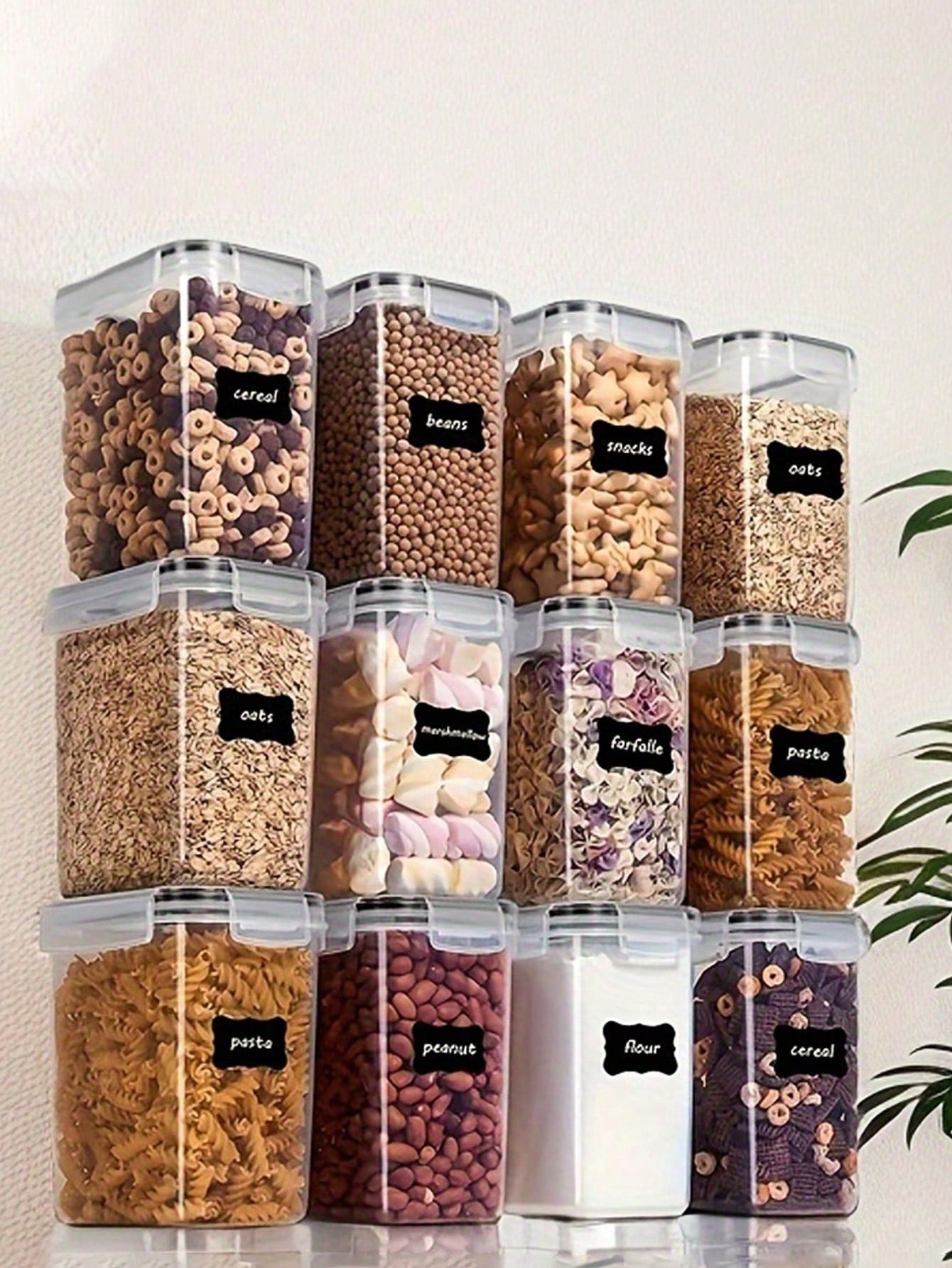 48個の気密食品保存容器、簡単ロック蓋付きの無料プラスチック - Food Storage In Pantry のレビューと価格