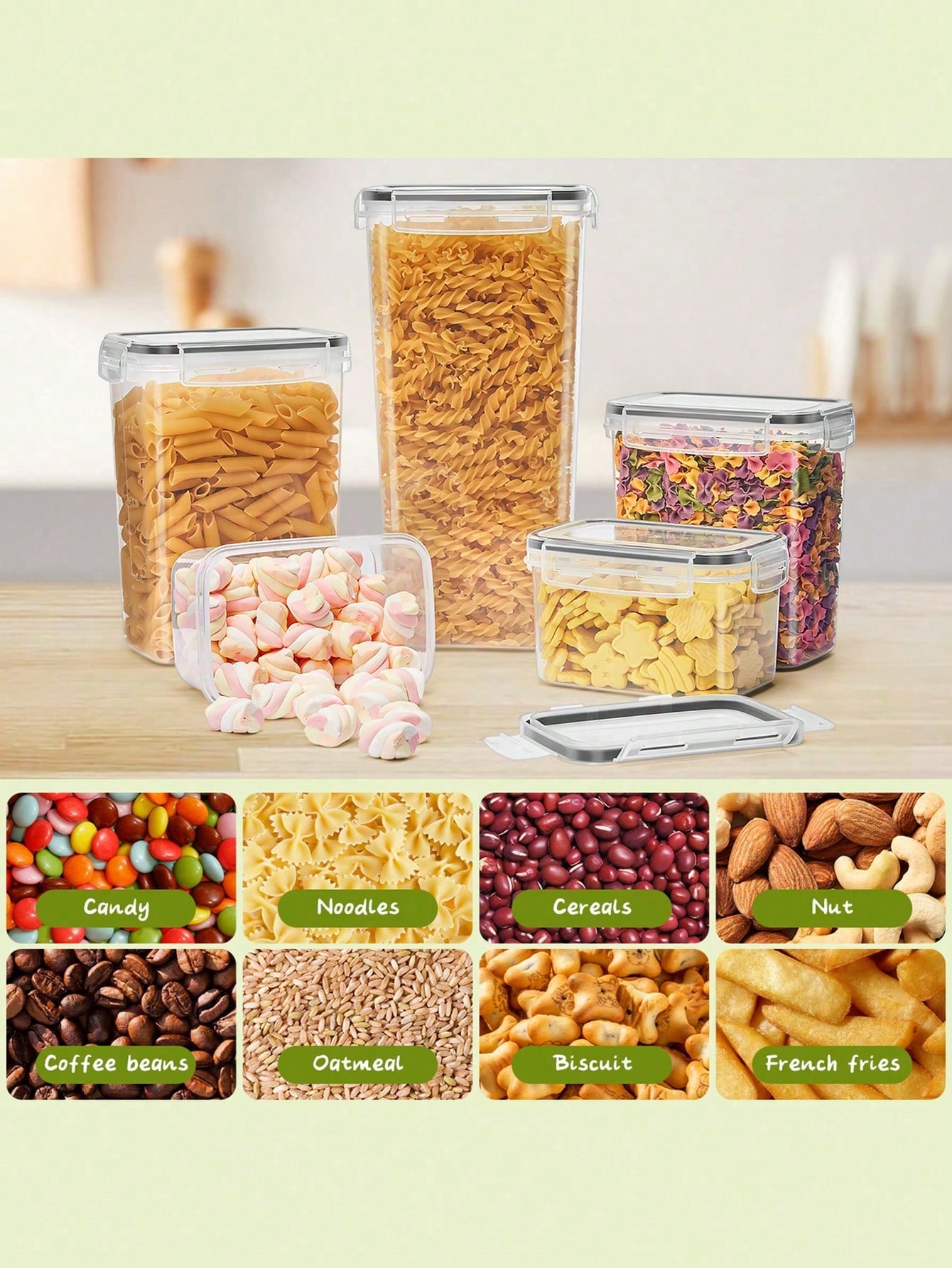 48個の気密食品保存容器、簡単ロック蓋付きの無料プラスチック - Food Storage In Pantry のレビューと価格