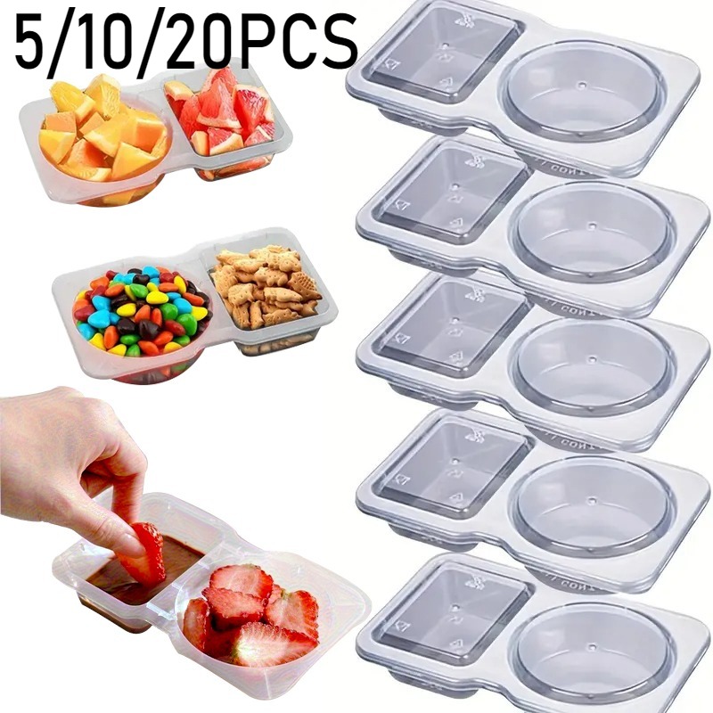 5/10/20 個二重コンパートメント調味料容器蓋付きポータ - Portion Control Container のレビューと価格