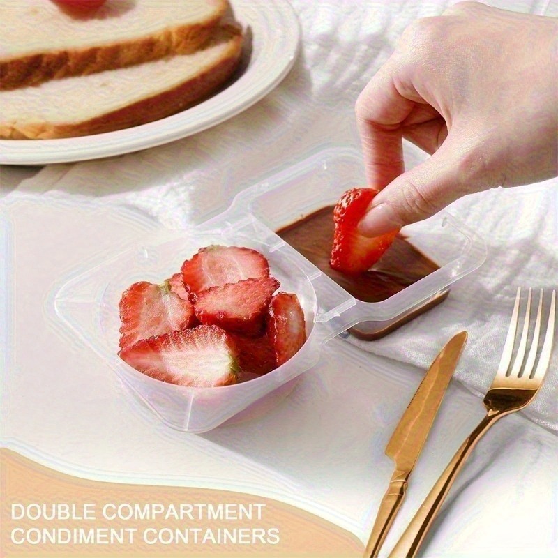 5/10/20 個二重コンパートメント調味料容器蓋付きポータ - Portion Control Container のレビューと価格