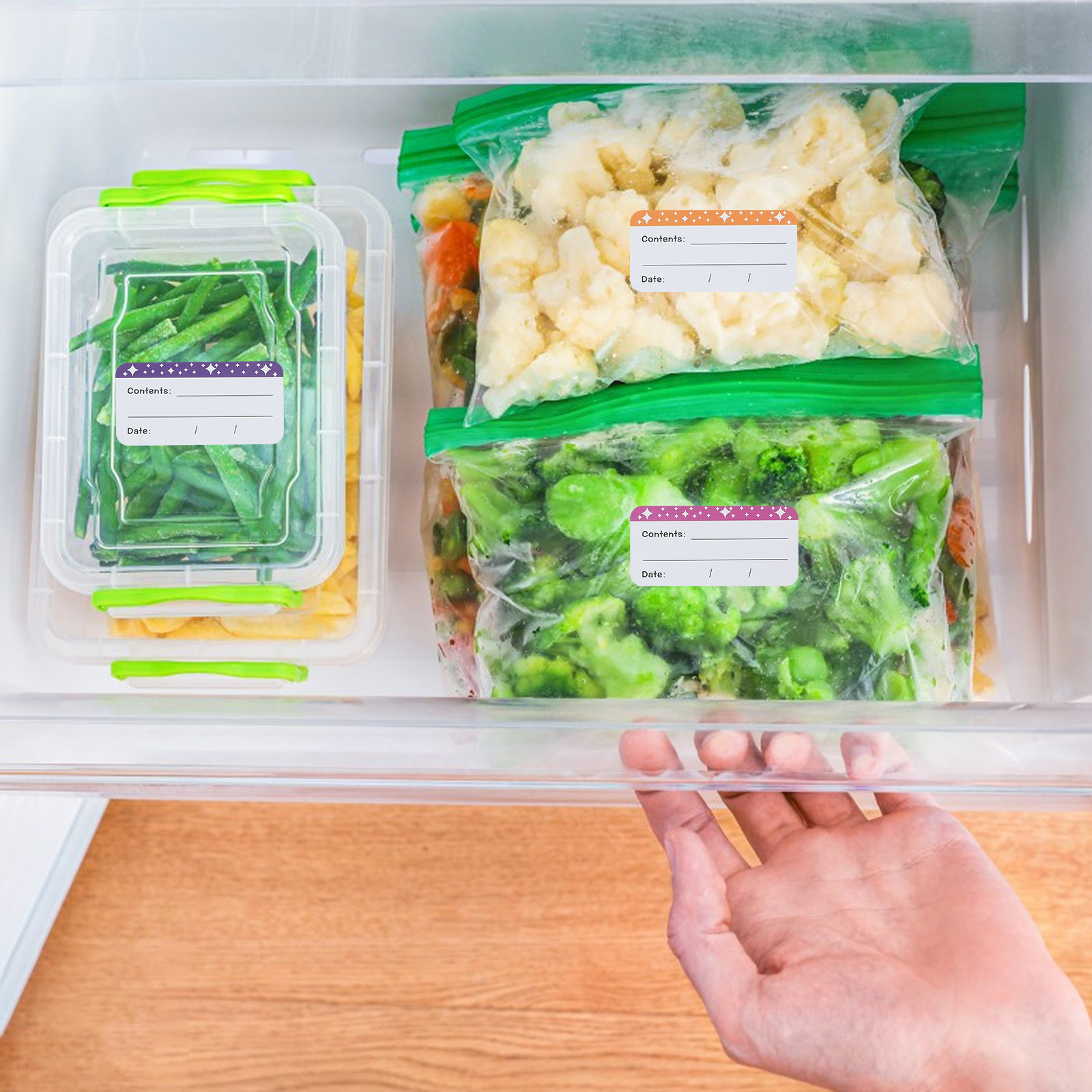 50枚入り取り外し可能な防水冷凍庫用食品ラベルステッカー、食 - Food Storage In Pantry のレビューと価格