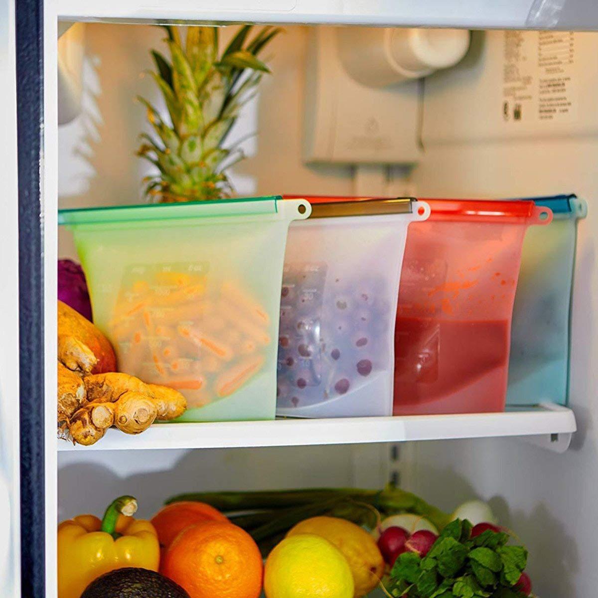 5 個のシリコーン食品保存容器漏れ防止容器再利用可能なスタン - Food Storage Reusable Bags のレビューと価格