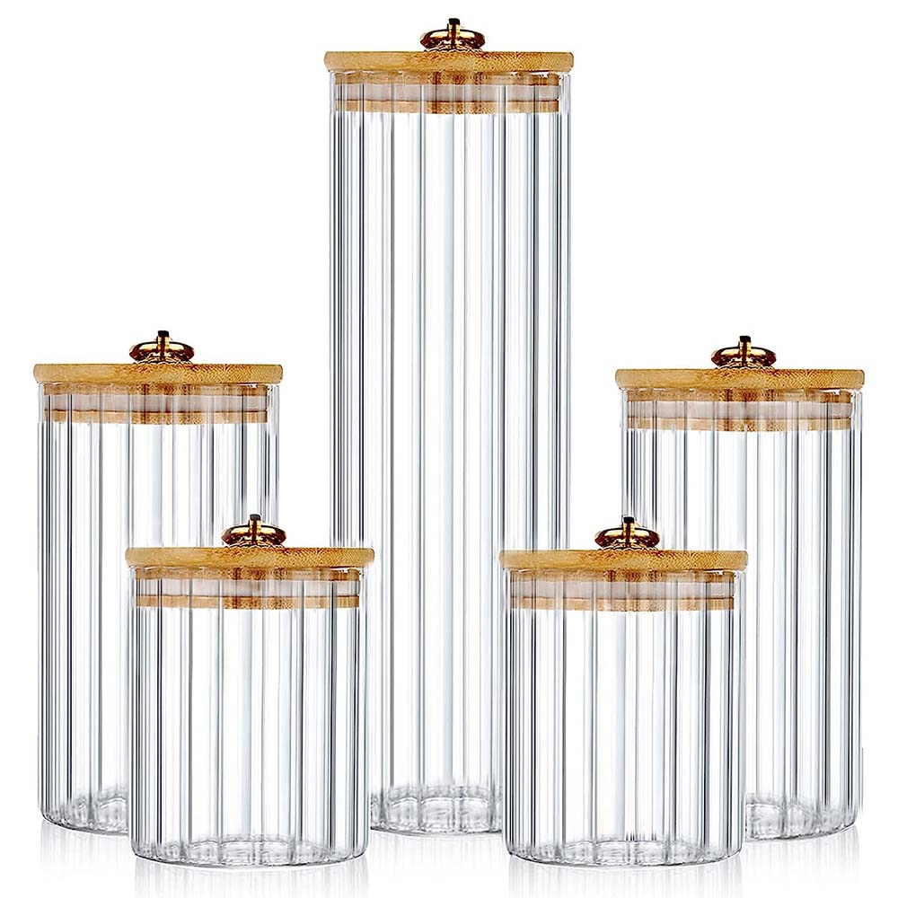 ガラス保存瓶3個セット、竹蓋付き気密食品容器、コーヒー、パス - Food Storage Glass Set のレビューと価格