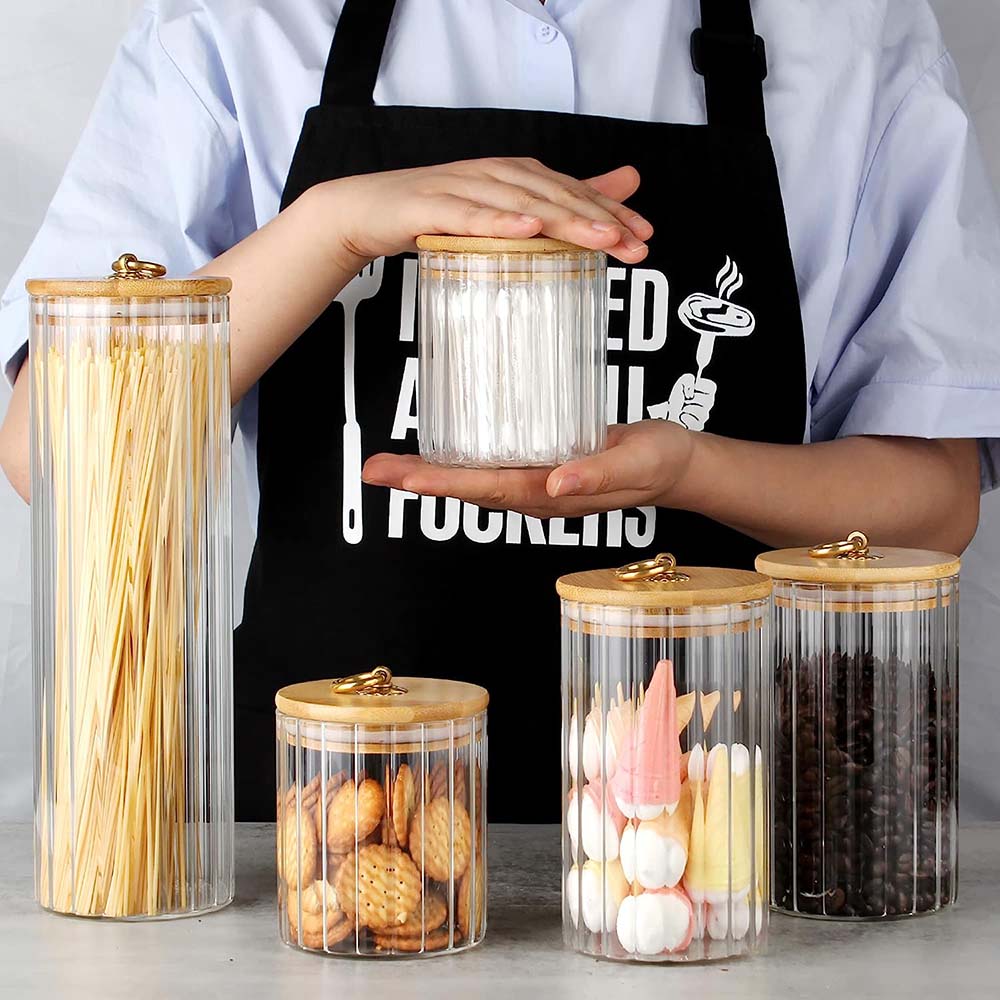 ガラス保存瓶3個セット、竹蓋付き気密食品容器、コーヒー、パス - Food Storage Glass Set のレビューと価格