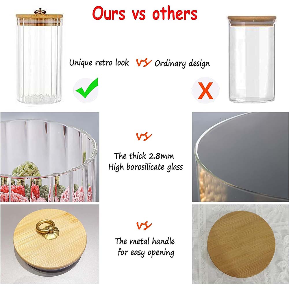 ガラス保存瓶3個セット、竹蓋付き気密食品容器、コーヒー、パス - Food Storage Glass Set のレビューと価格