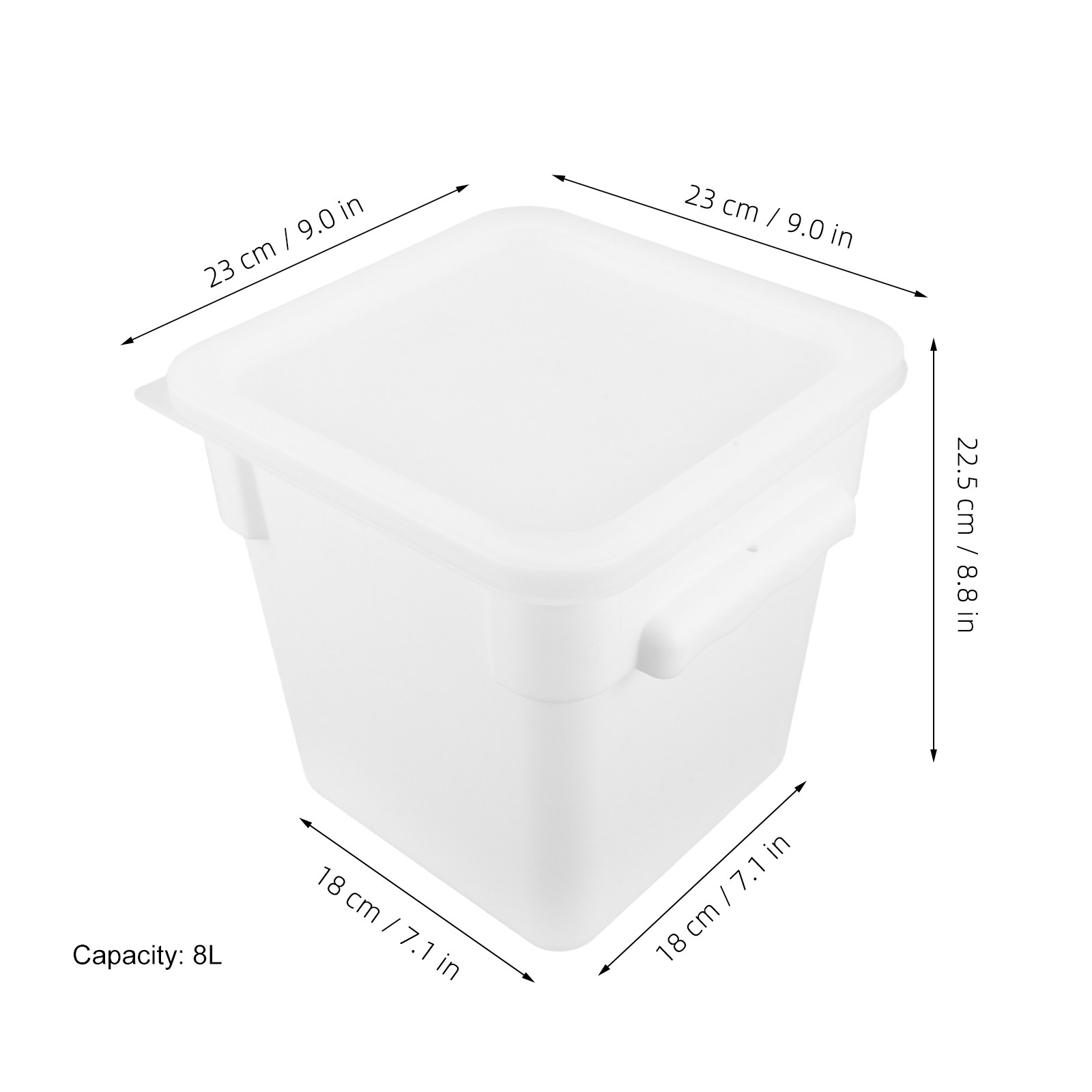 8Lの正方形の積み重ね可能なプラスチック製食品保存容器。取っ - Food Storage Safe のレビューと価格