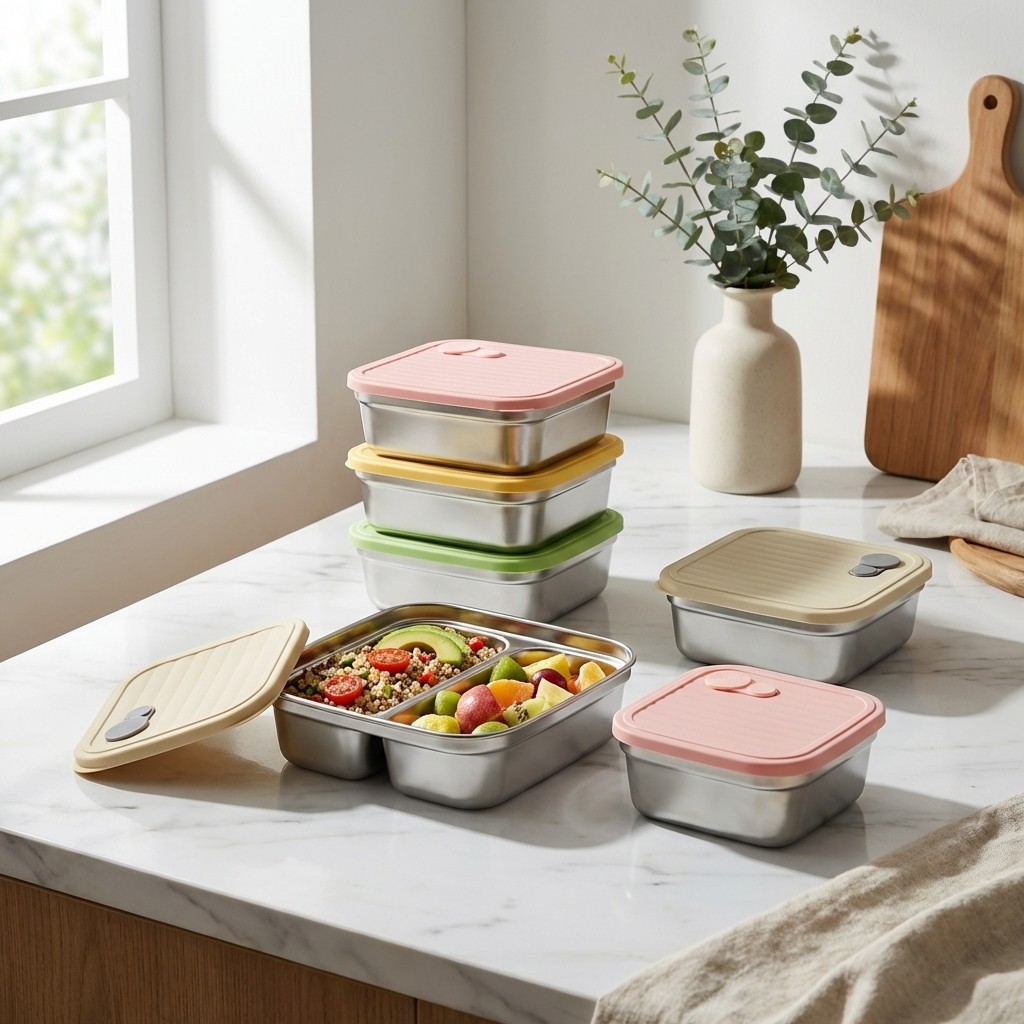 果物野菜保存容器 積み重ね可能 大容量 304ステンレス鋼  - Portion Control Container のレビューと価格