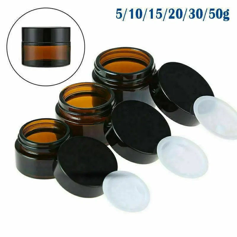 琥珀色のガラスボトル,化粧品,フェイスクリーム,リップクリー - Food Storage Glass Set のレビューと価格