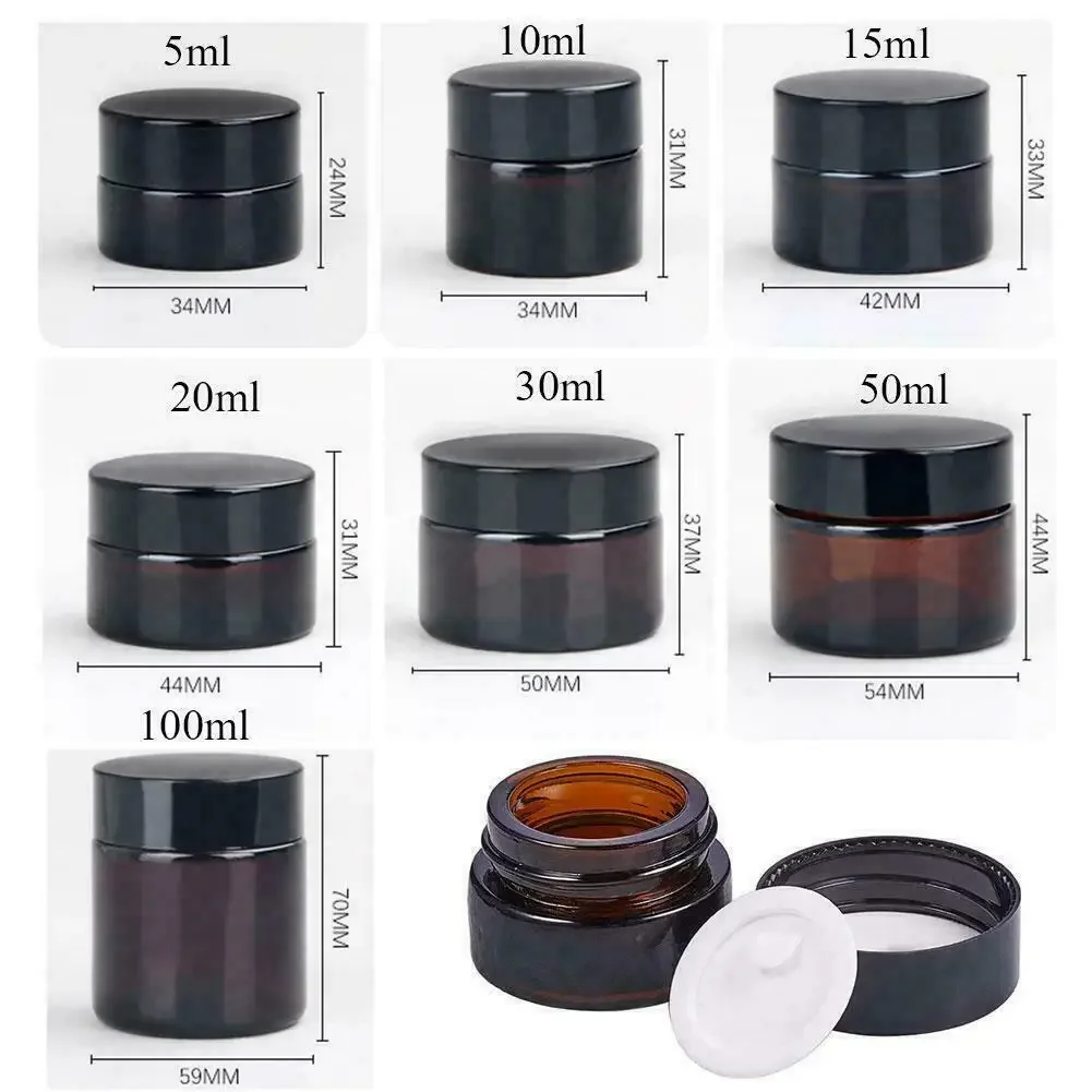 琥珀色のガラスボトル,化粧品,フェイスクリーム,リップクリー - Food Storage Glass Set のレビューと価格
