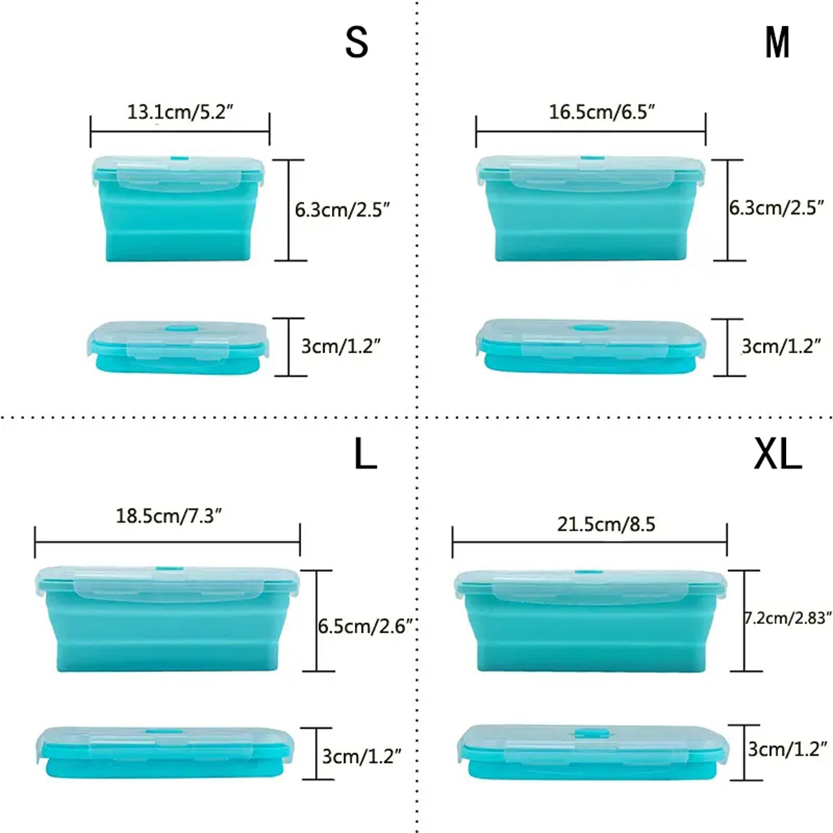 折りたたみ式シリコン製食品保存容器、密閉蓋付き、電子レンジ・ - Food Storage Safe のレビューと価格