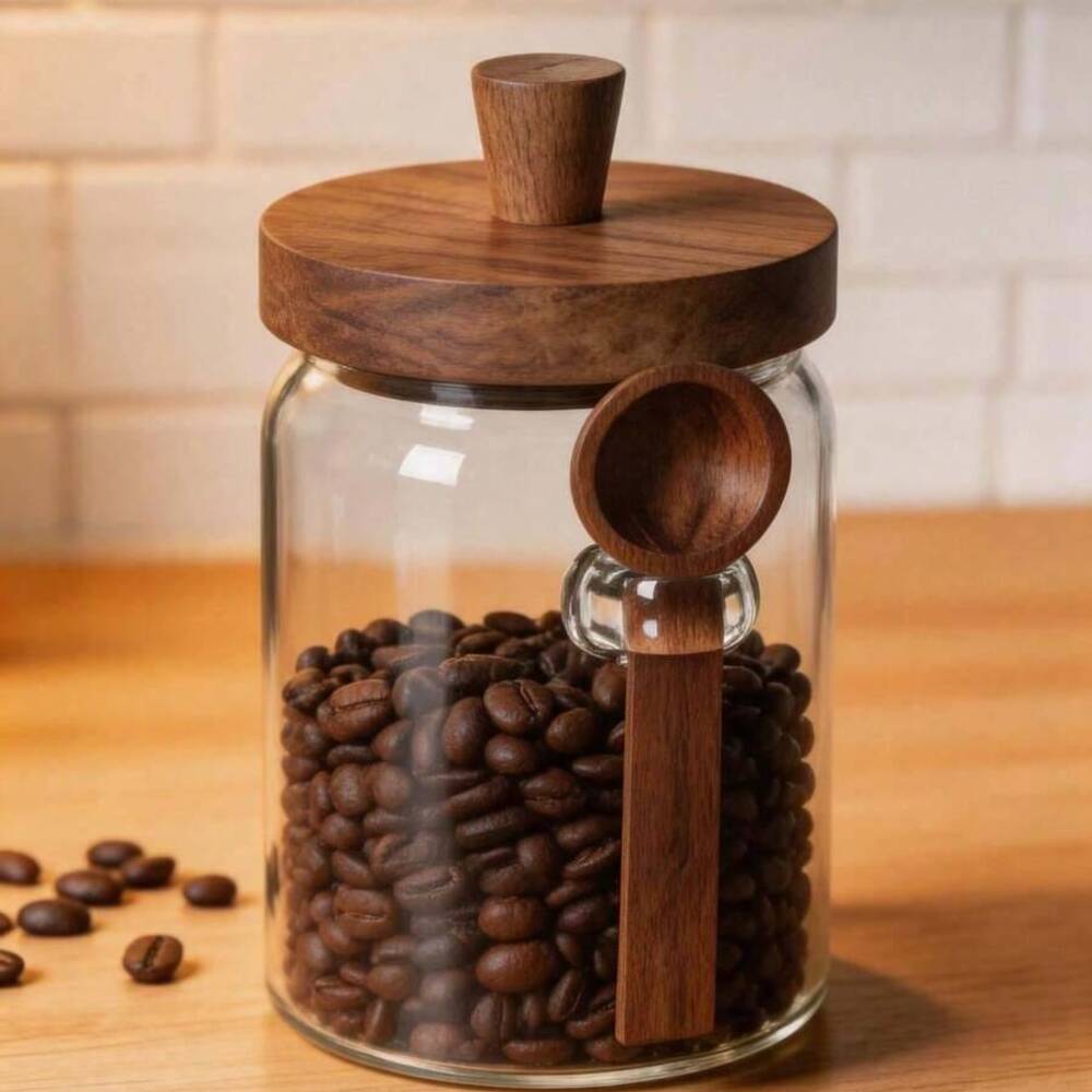 3個セット 透明ガラス瓶 木製蓋とお揃いのスプーン付き 密閉 - Food Storage Glass Set のレビューと価格