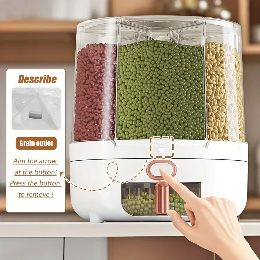 6区画360 °   回転式密閉食品保存容器 - シリアル、 - Food Storage In Pantry のレビューと価格