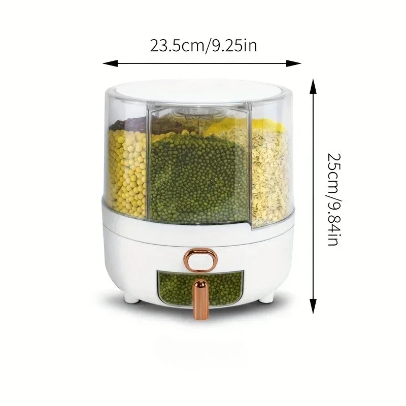6区画360 °   回転式密閉食品保存容器 - シリアル、 - Food Storage In Pantry のレビューと価格