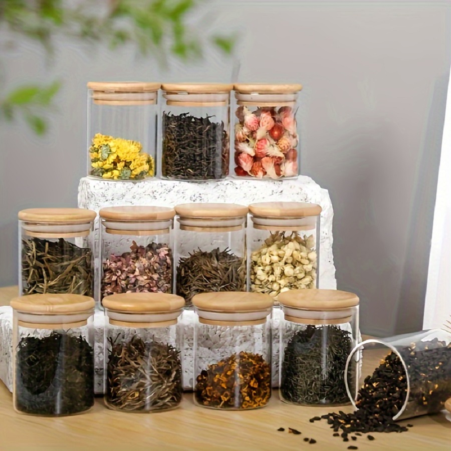 竹の蓋付きの気密ガラス収納ジャー,ポータブルで透明な容器,家 - Food Storage Glass Set のレビューと価格