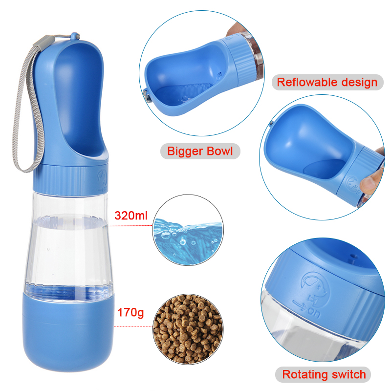携帯用犬用ウォーターボトルとフードコンテナ付きトラベル2in - Portion Control Container のレビューと価格