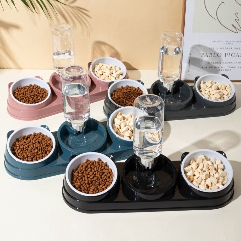 ペット用品 15度傾斜 3in1 猫用フィーダー ダブルボウ - Portion Control Container のレビューと価格
