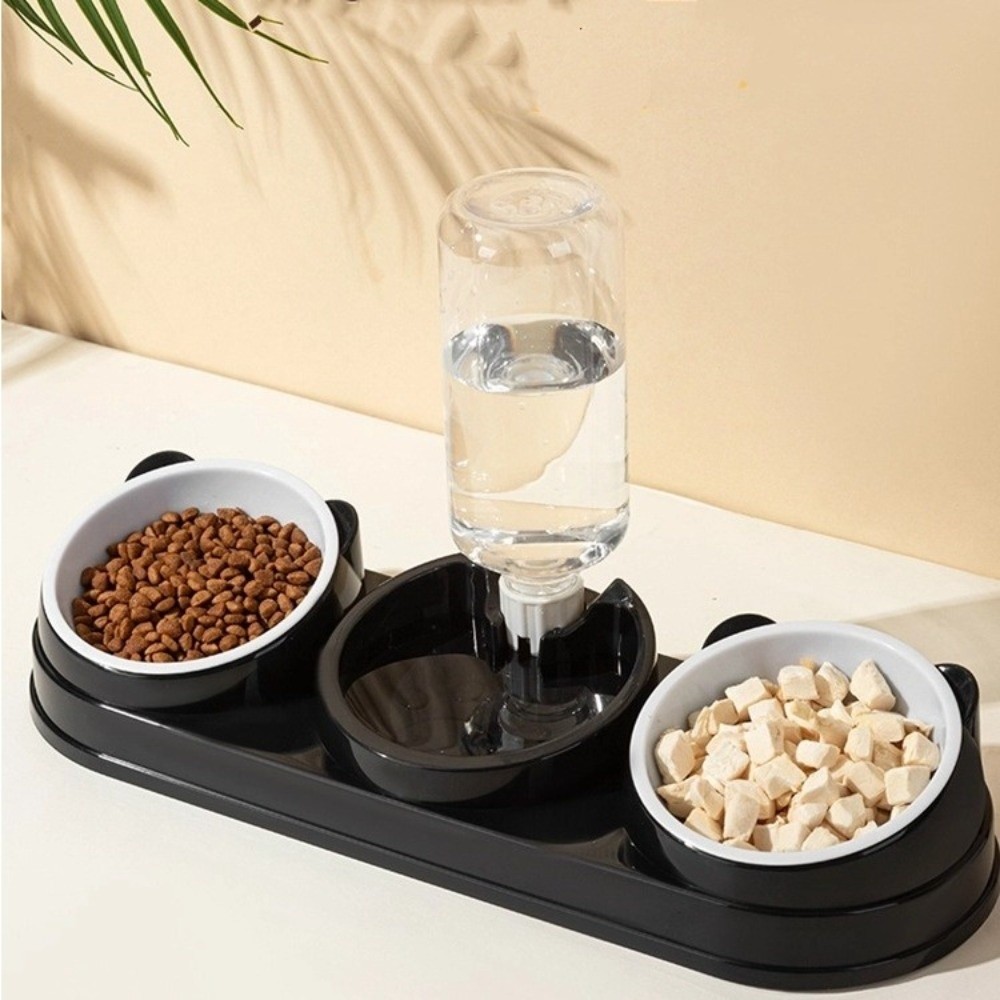 ペット用品 15度傾斜 3in1 猫用フィーダー ダブルボウ - Portion Control Container のレビューと価格