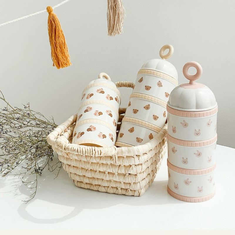 かわいいクマの粉ミルクボックス離乳食アクセサリー新生児 3  - Food Storage For Baby のレビューと価格