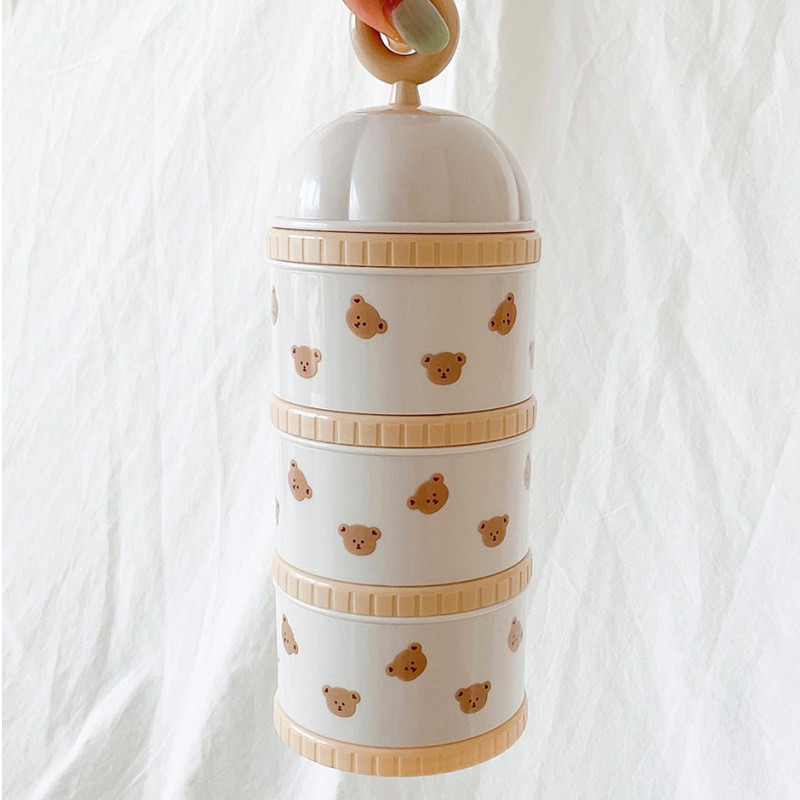 かわいいクマの粉ミルクボックス離乳食アクセサリー新生児 3  - Food Storage For Baby のレビューと価格