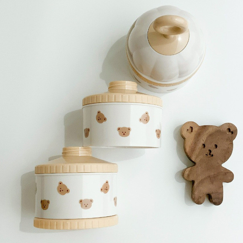かわいいクマの粉ミルクボックス離乳食アクセサリー新生児 3  - Food Storage For Baby のレビューと価格