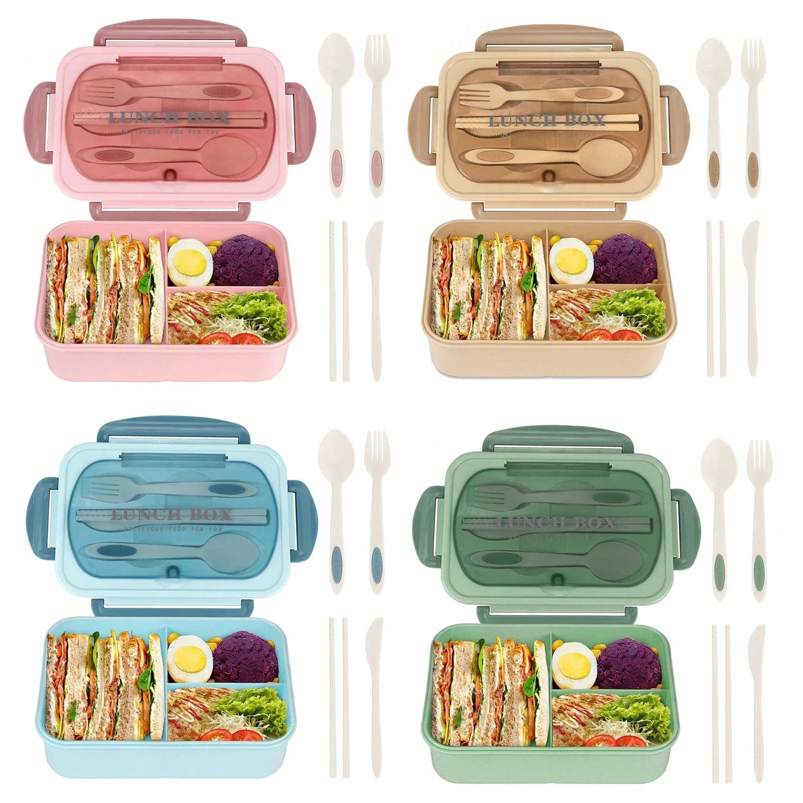 大人と女性のための4つのコンパートメントを備えた弁当弁当箱, - Food Storage Safe のレビューと価格