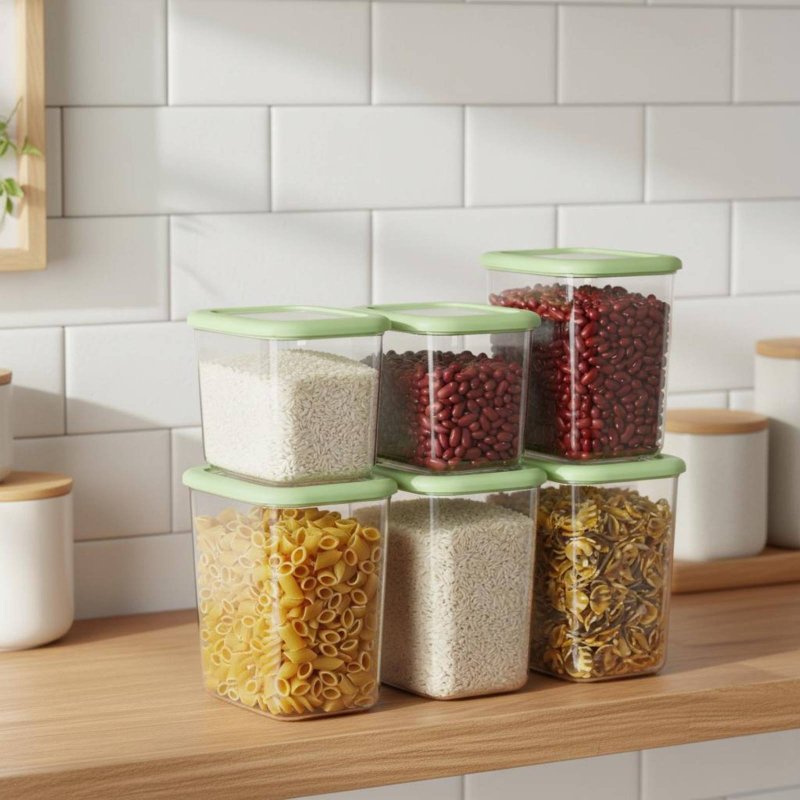 6個セット 密閉食品保存容器 透明デザイン プラスチック製  - Food Storage In Pantry のレビューと価格