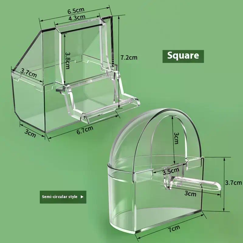 透明なオウムの餌箱 鳥の餌ボウル 吊り下げ可能 取り外し可能 - Portion Control Container のレビューと価格